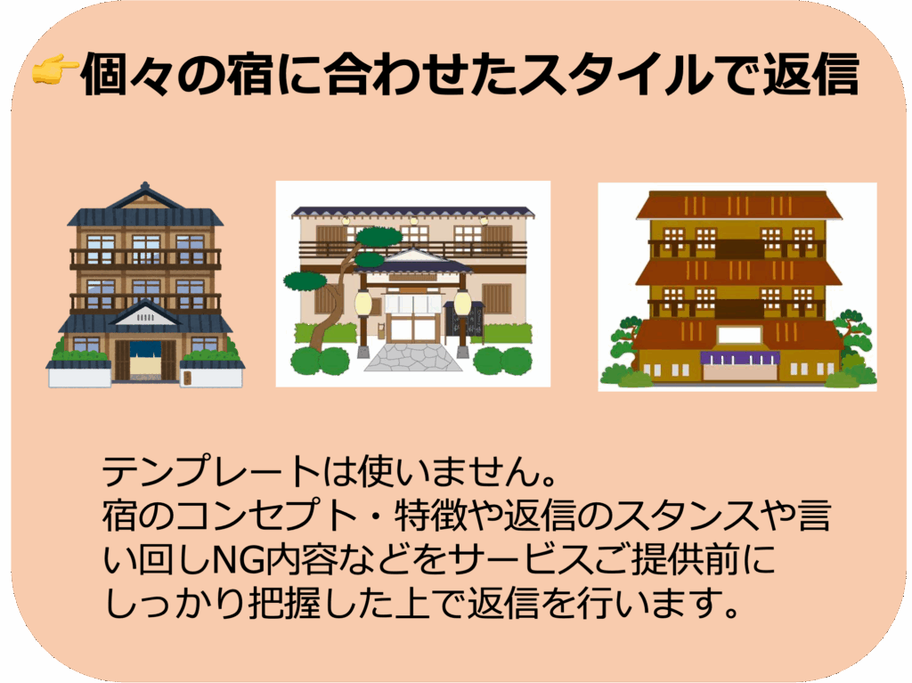 個々の宿に合わせたスタイルで返信